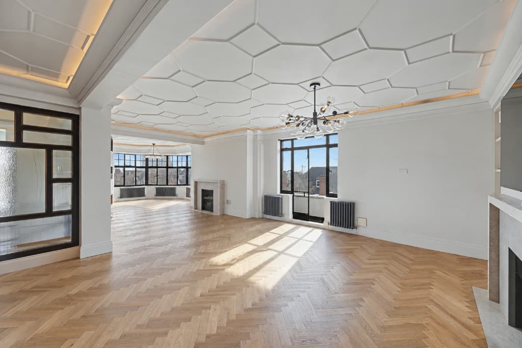Empty reception room before luxury virtual staging