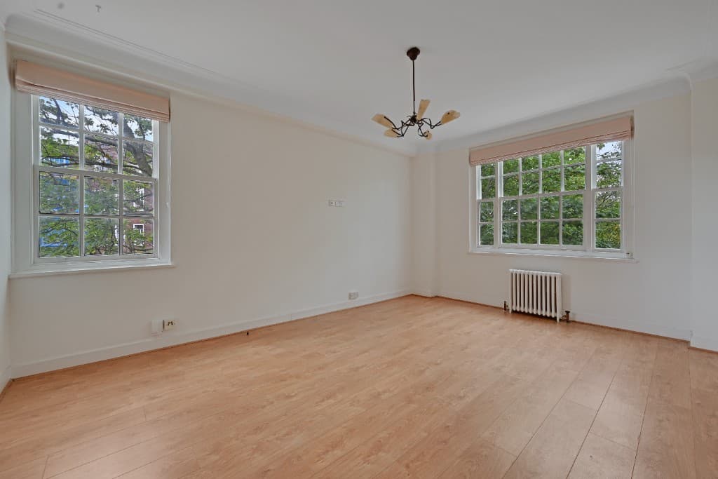 Empty reception room before industrial virtual staging