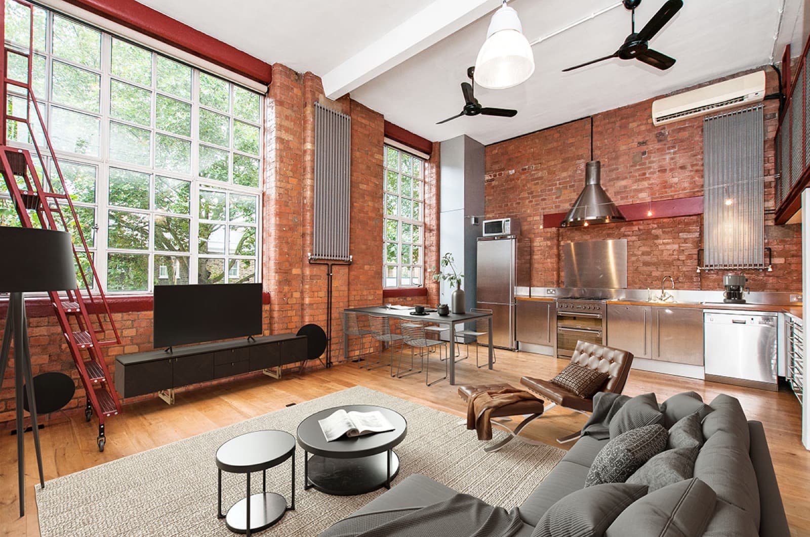 The same apartment reception virtually staged with furniture